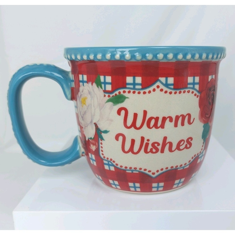 The Pioneer Woman WARM WISHES Coffee Mug Cup 16 oz Stoneware Raised Pattern NEW